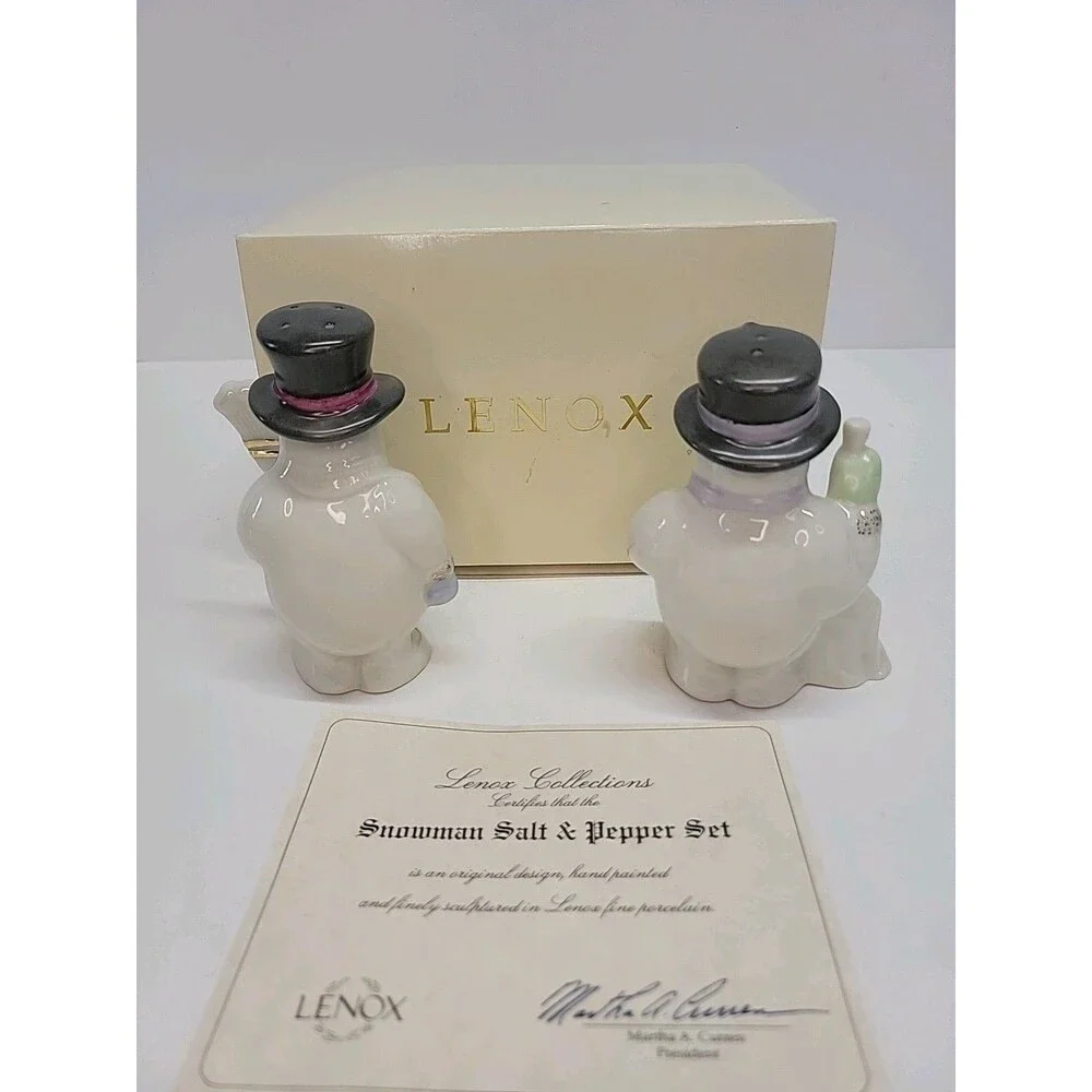 Lenox Snowmen Salt & Pepper‎ Shakers with Box